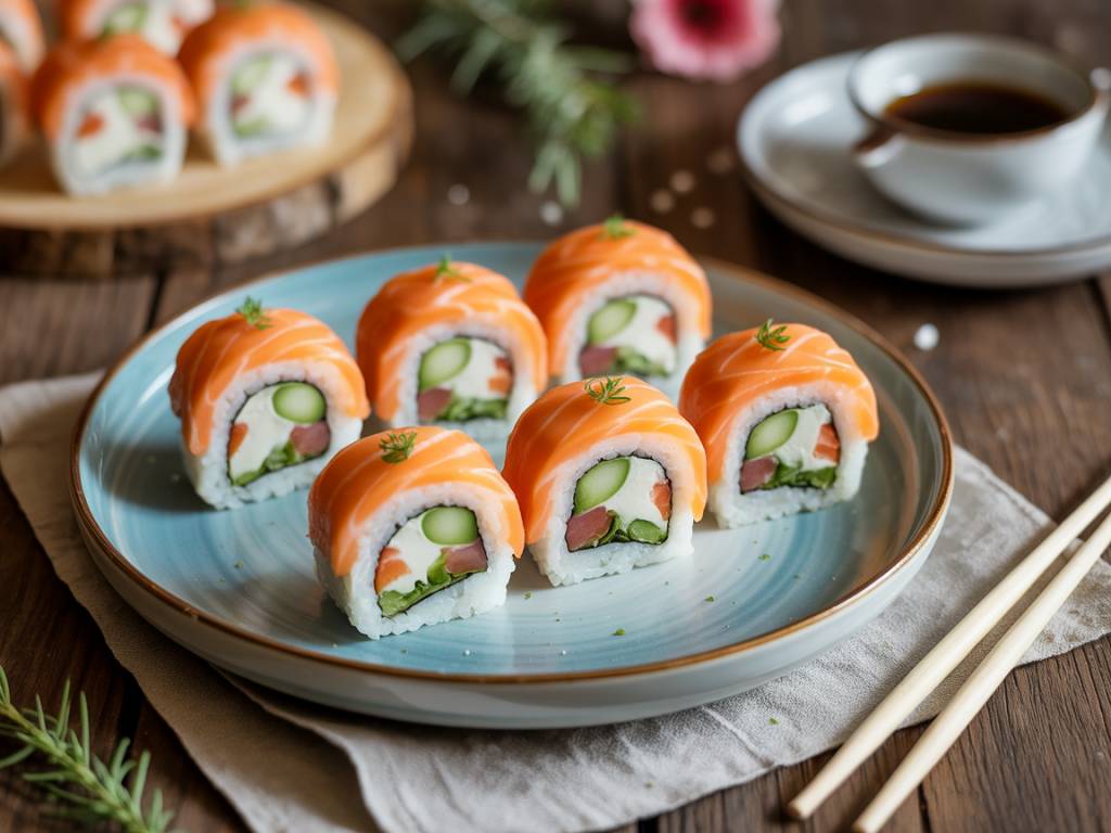 Sushis de fête : idées créatives pour des plateaux festifs et colorés